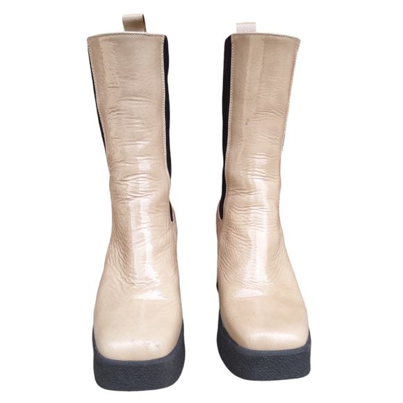 Intentionally Blank Size 38(7.5-8) Bossy Leather Chunky Platform Chelsea Boots - Picture 2 of 16